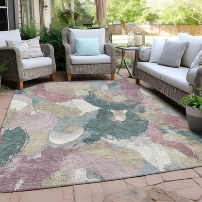 Machine Washable Indoor/Outdoor Chantille Mauve 5' x 7'6" Rug