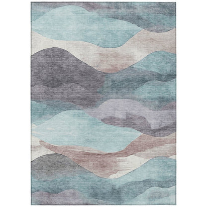 Machine Washable Indoor/Outdoor Chantille Teal 5' x 7'6" Rug