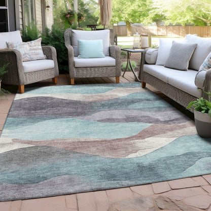 Machine Washable Indoor/Outdoor Chantille Teal 5' x 7'6" Rug