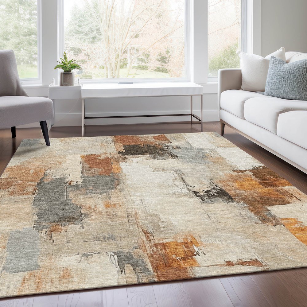 Machine Washable Indoor/Outdoor Chantille Ivory 5' x 7'6" Rug