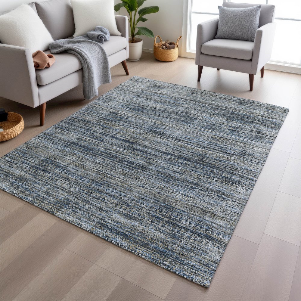 Machine Washable Indoor/Outdoor Chantille Denim 5' x 7'6" Rug