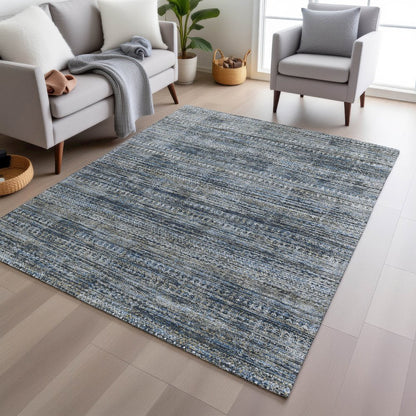 Machine Washable Indoor/Outdoor Chantille Denim 5' x 7'6" Rug