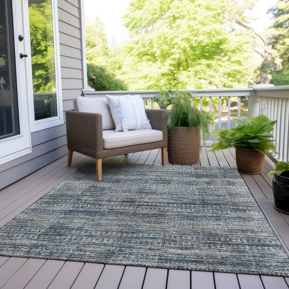 Machine Washable Indoor/Outdoor Chantille Denim 5' x 7'6" Rug