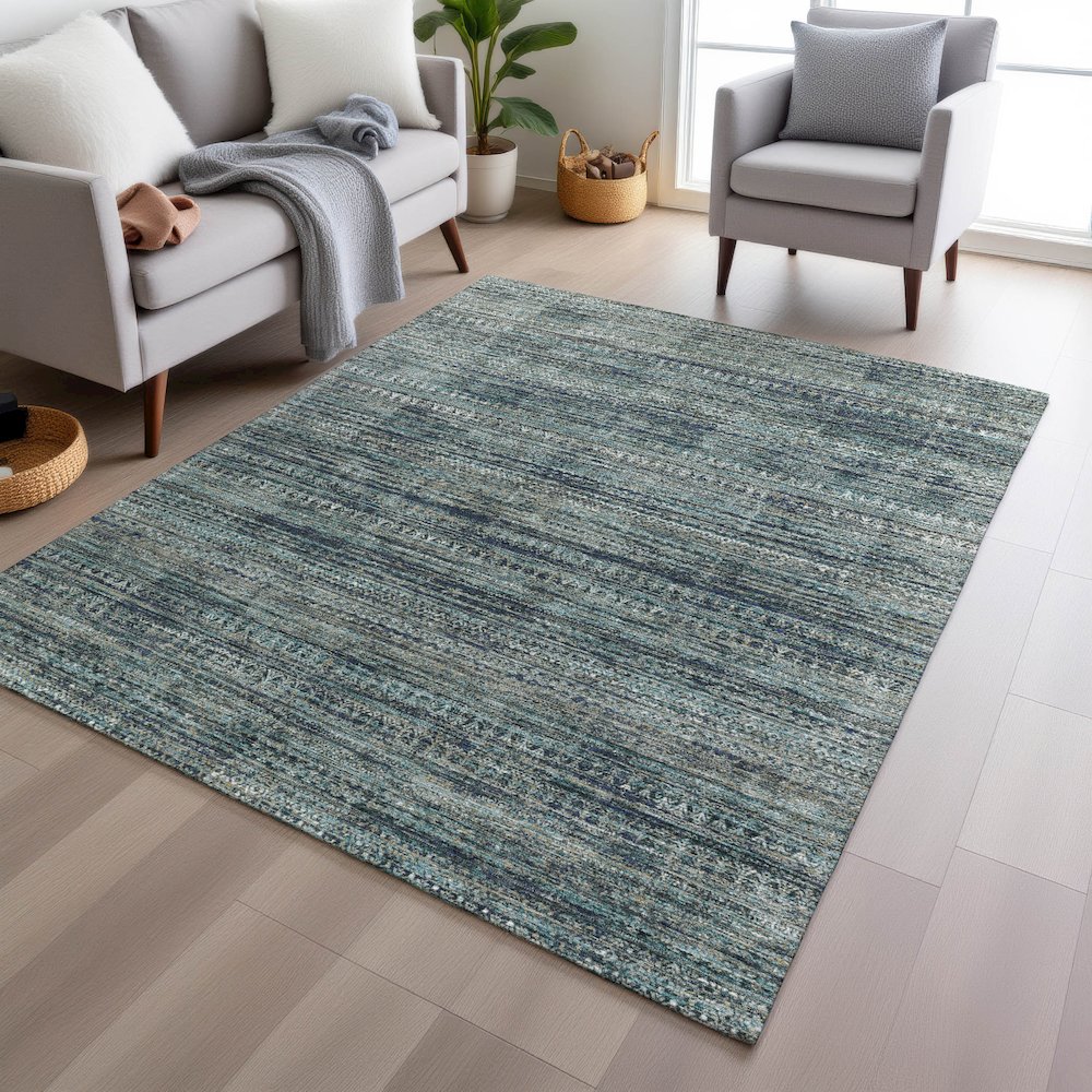 Machine Washable Indoor/Outdoor Chantille Teal 5' x 7'6" Rug