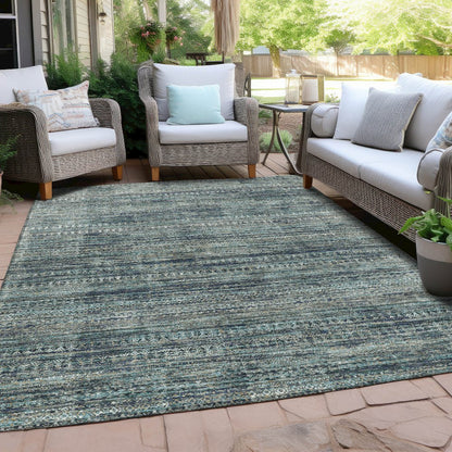 Machine Washable Indoor/Outdoor Chantille Teal 5' x 7'6" Rug