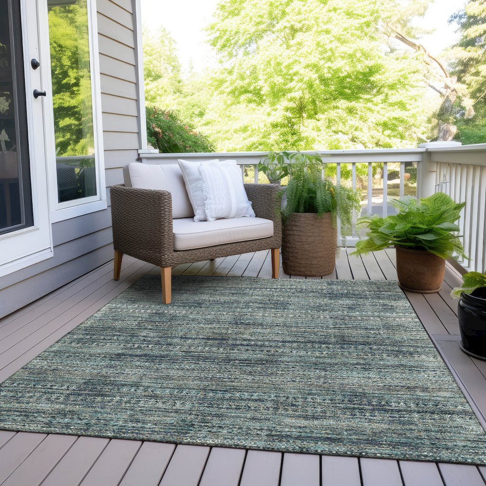 Machine Washable Indoor/Outdoor Chantille Teal 5' x 7'6" Rug