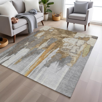 Machine Washable Indoor/Outdoor Chantille Ivory 5' x 7'6" Rug