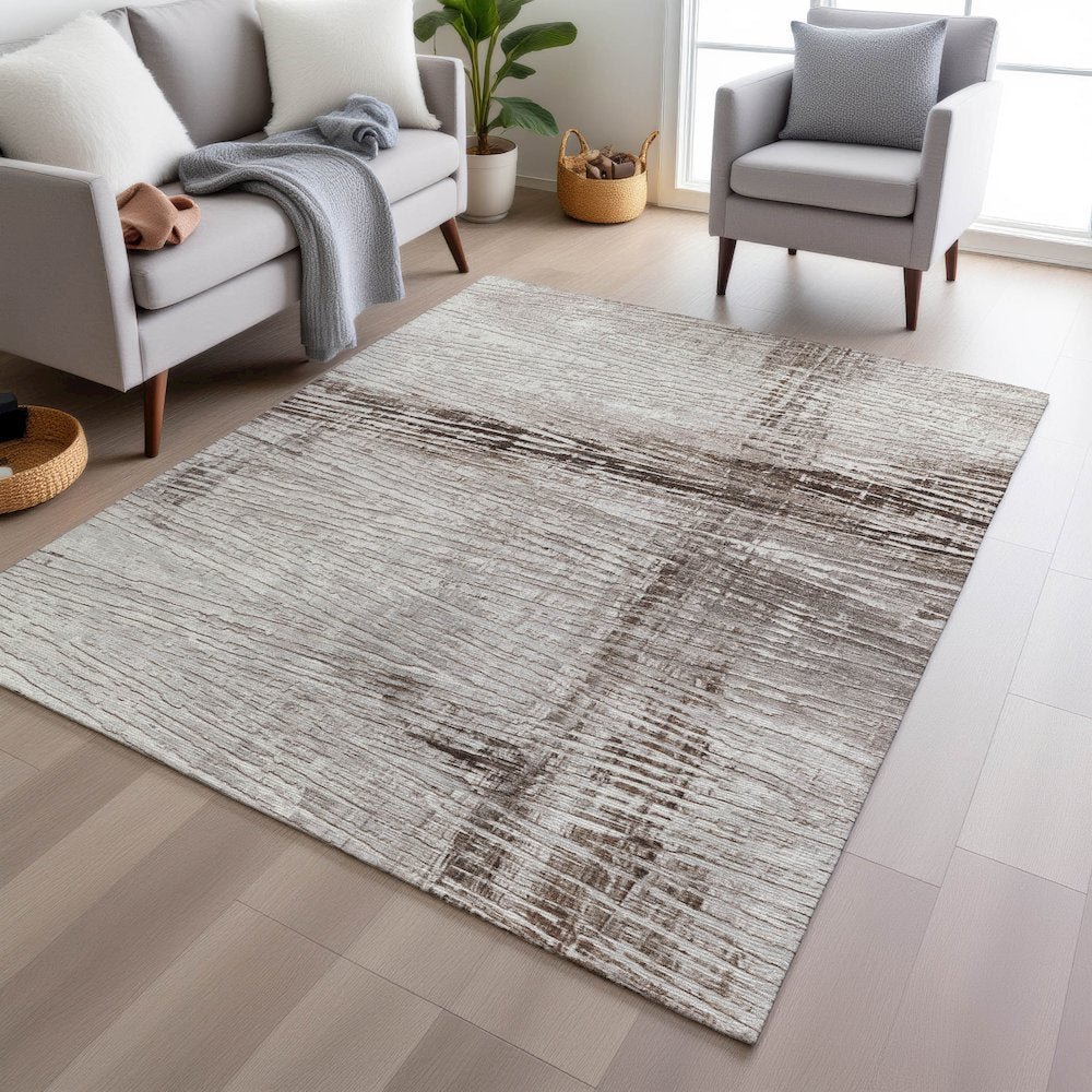 Machine Washable Indoor/Outdoor Chantille Taupe 5' x 7'6" Rug