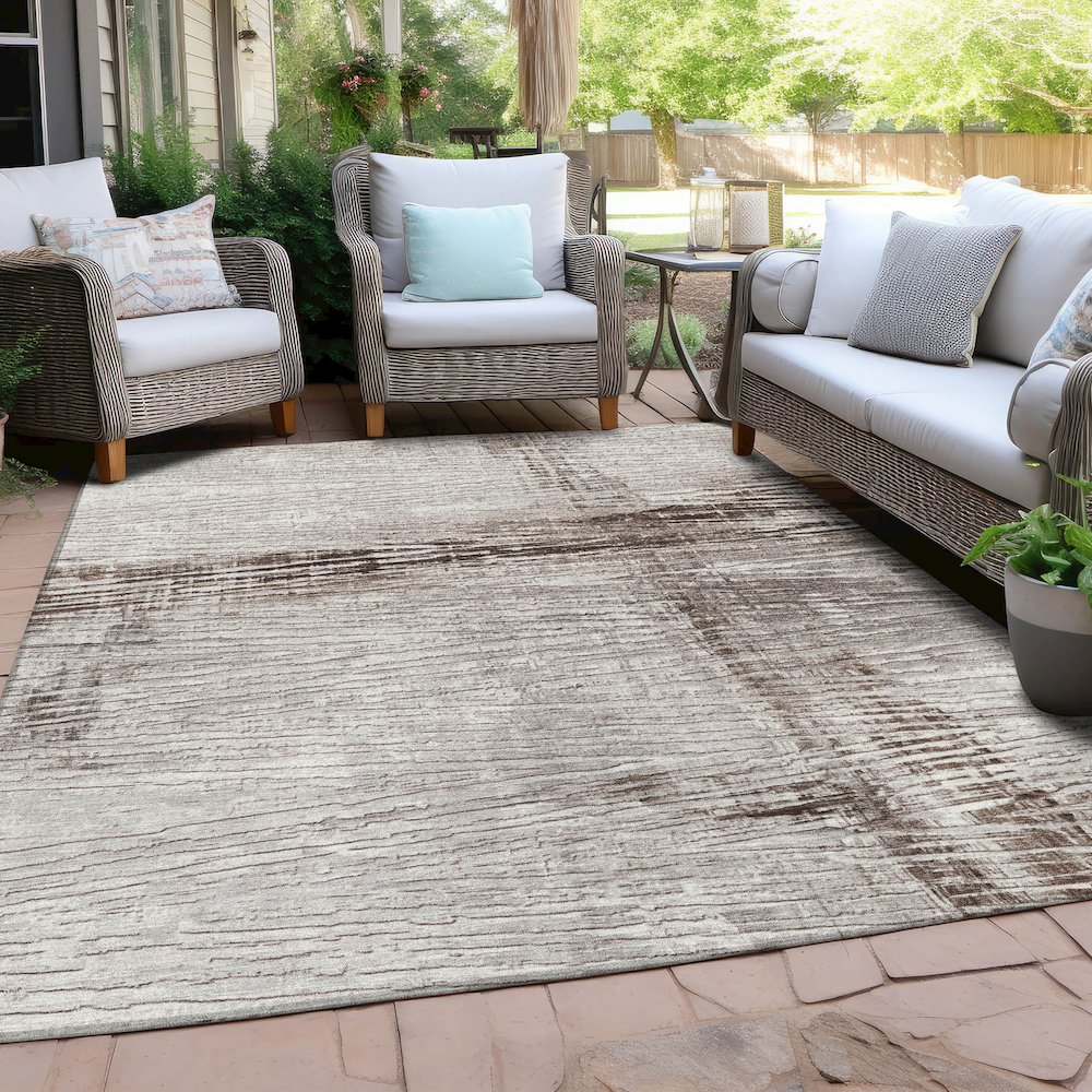 Machine Washable Indoor/Outdoor Chantille Taupe 5' x 7'6" Rug