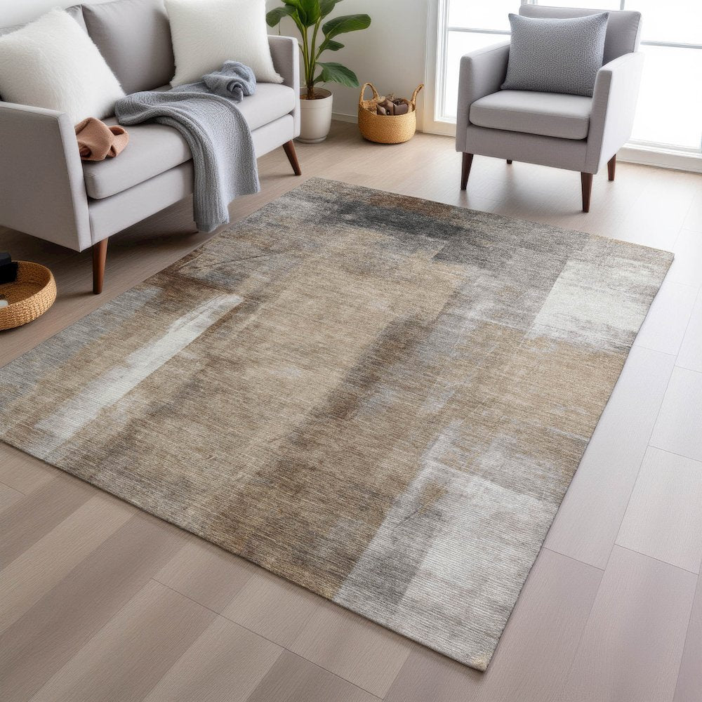 Machine Washable Indoor/Outdoor Chantille Beige 5' x 7'6" Rug