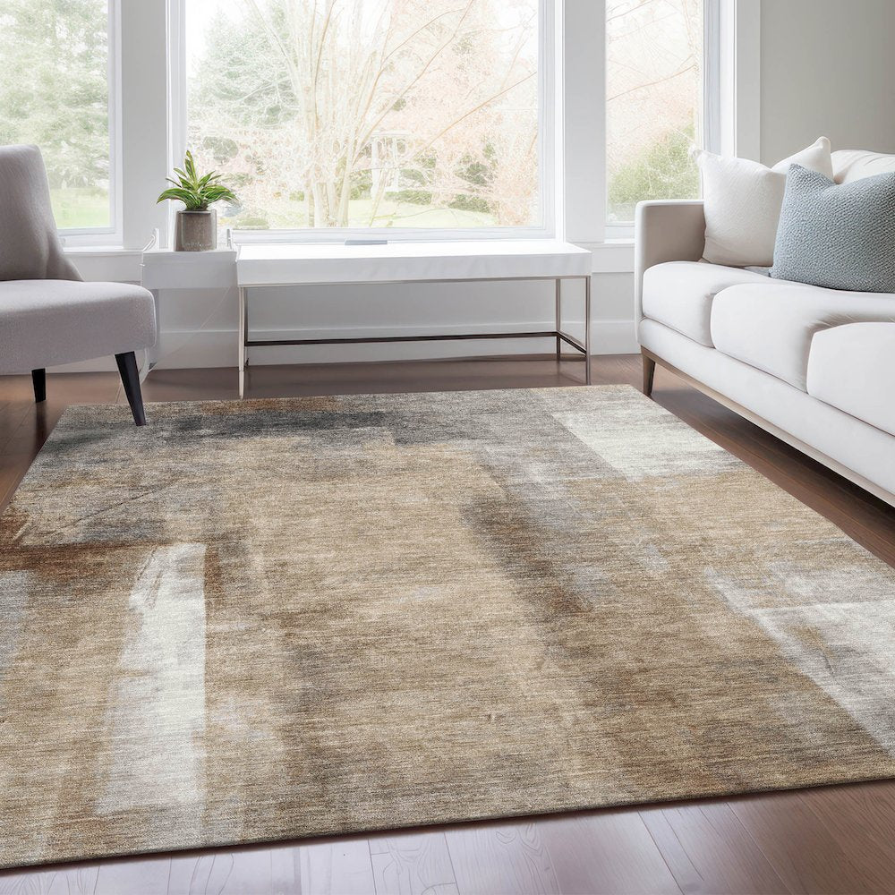 Machine Washable Indoor/Outdoor Chantille Beige 5' x 7'6" Rug