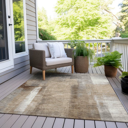Machine Washable Indoor/Outdoor Chantille Beige 5' x 7'6" Rug