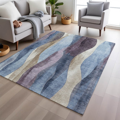 Machine Washable Indoor/Outdoor Chantille Denim 5' x 7'6" Rug