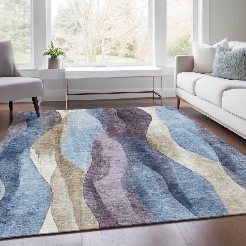 Machine Washable Indoor/Outdoor Chantille Denim 5' x 7'6" Rug