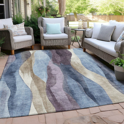 Machine Washable Indoor/Outdoor Chantille Denim 5' x 7'6" Rug