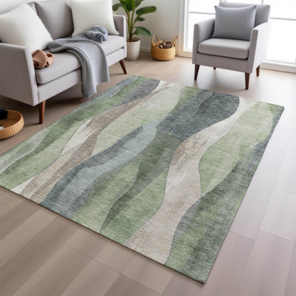 Machine Washable Indoor/Outdoor Chantille Fern 5' x 7'6" Rug