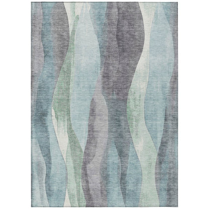 Machine Washable Indoor/Outdoor Chantille Teal 5' x 7'6" Rug