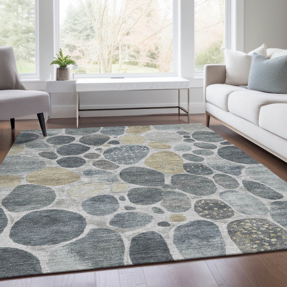 Machine Washable Indoor/Outdoor Chantille Pewter 5' x 7'6" Rug