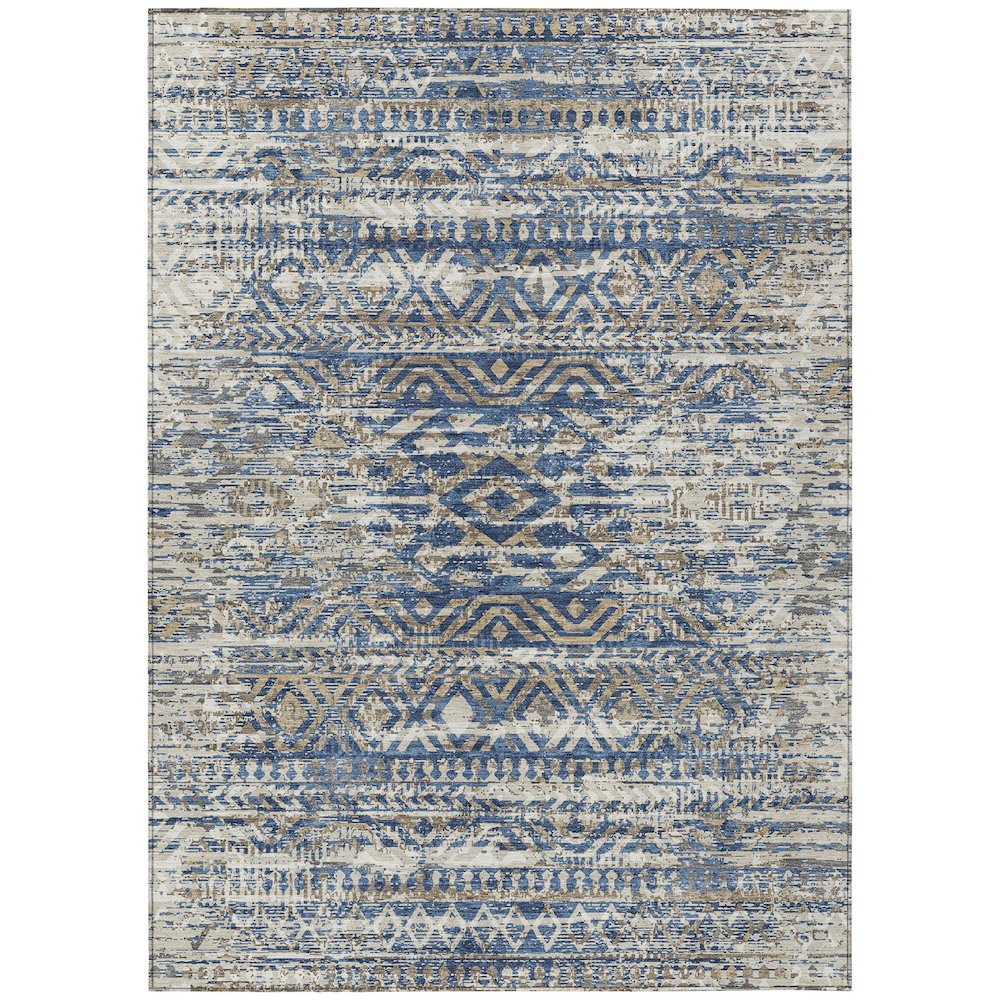 Machine Washable Indoor/Outdoor Chantille Blue 5' x 7'6" Rug