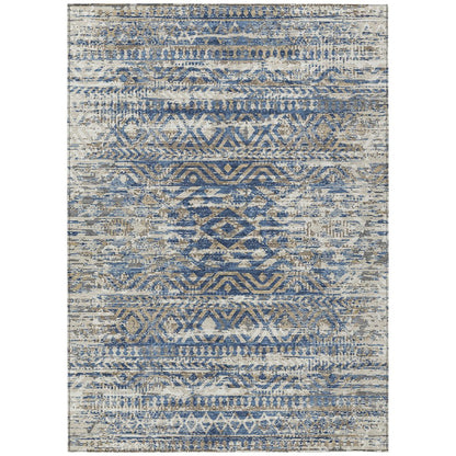 Machine Washable Indoor/Outdoor Chantille Blue 5' x 7'6" Rug