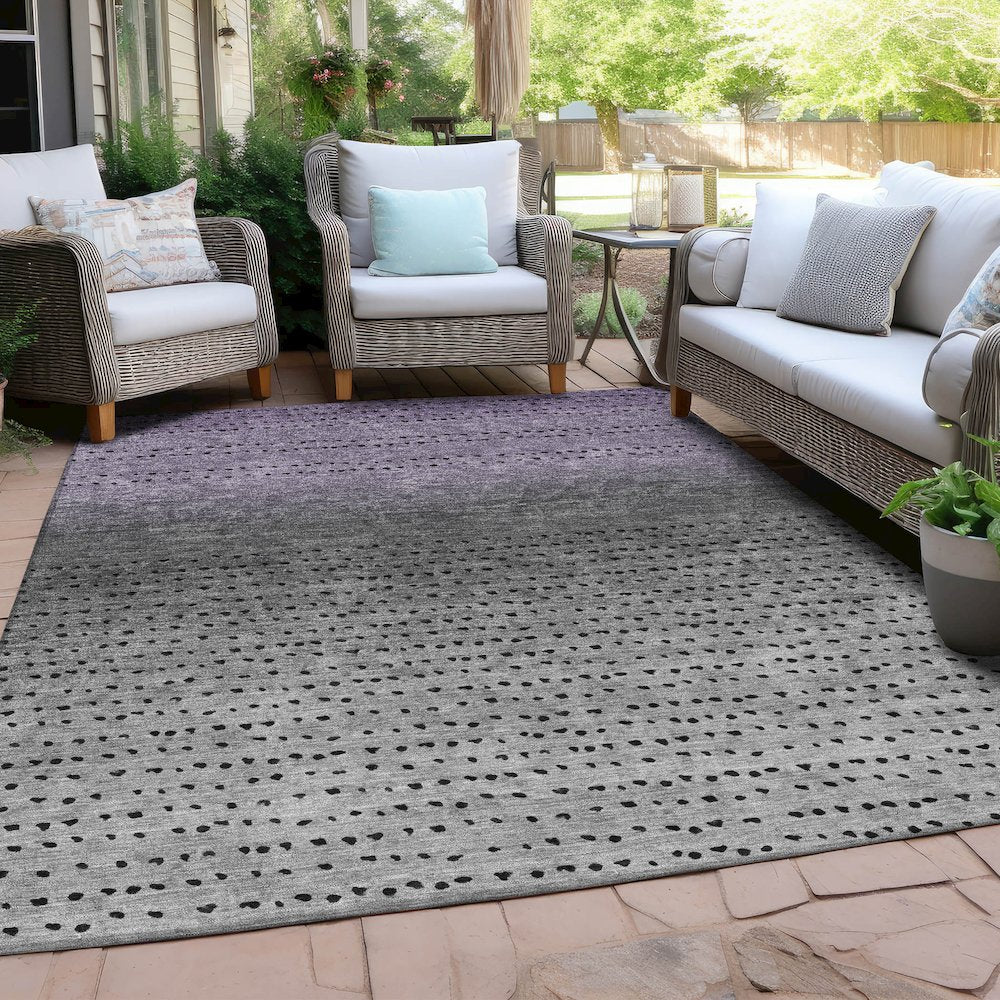 Machine Washable Indoor/Outdoor Chantille Purple 5' x 7'6" Rug
