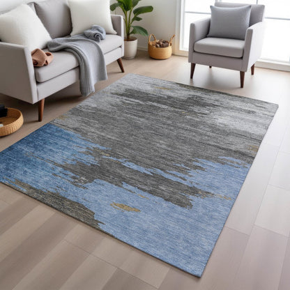 Machine Washable Indoor/Outdoor Chantille Denim 5' x 7'6" Rug