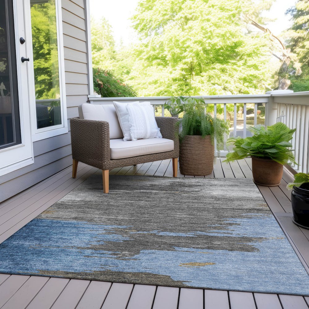 Machine Washable Indoor/Outdoor Chantille Denim 5' x 7'6" Rug