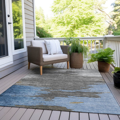 Machine Washable Indoor/Outdoor Chantille Denim 5' x 7'6" Rug