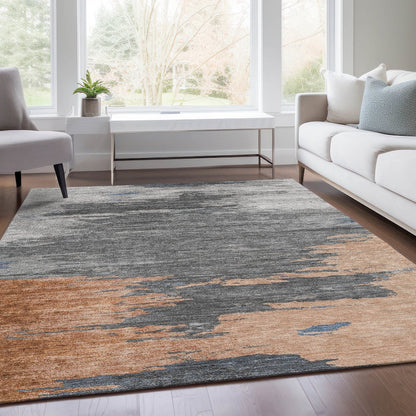 Machine Washable Indoor/Outdoor Chantille Paprika 5' x 7'6" Rug