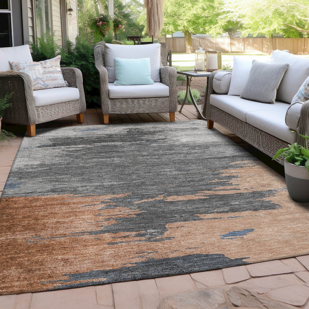 Machine Washable Indoor/Outdoor Chantille Paprika 5' x 7'6" Rug