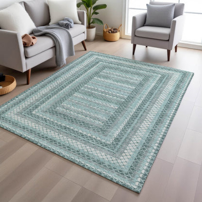 Machine Washable Indoor/Outdoor Chantille Teal 5' x 7'6" Rug