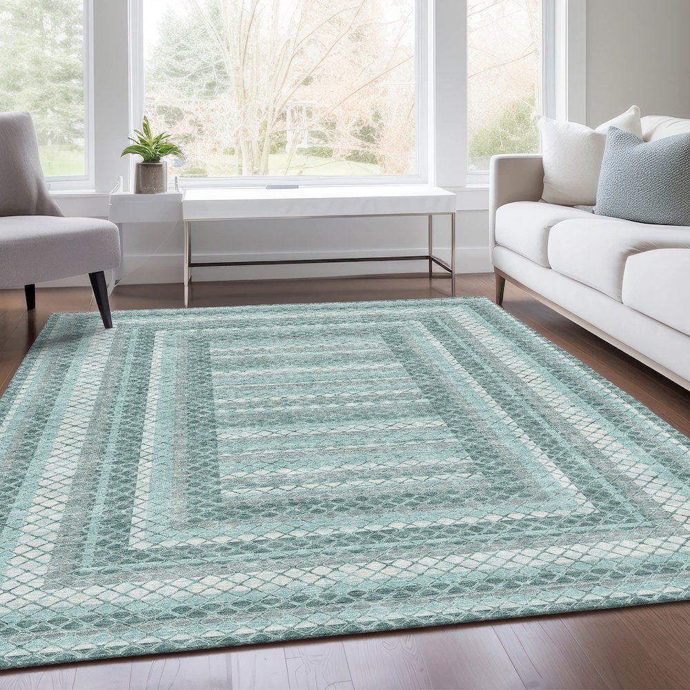 Machine Washable Indoor/Outdoor Chantille Teal 5' x 7'6" Rug