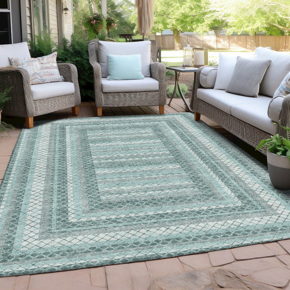 Machine Washable Indoor/Outdoor Chantille Teal 5' x 7'6" Rug