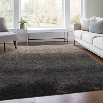 Machine Washable Indoor/Outdoor Chantille Black 5' x 7'6" Rug