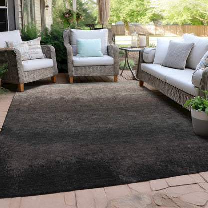 Machine Washable Indoor/Outdoor Chantille Black 5' x 7'6" Rug