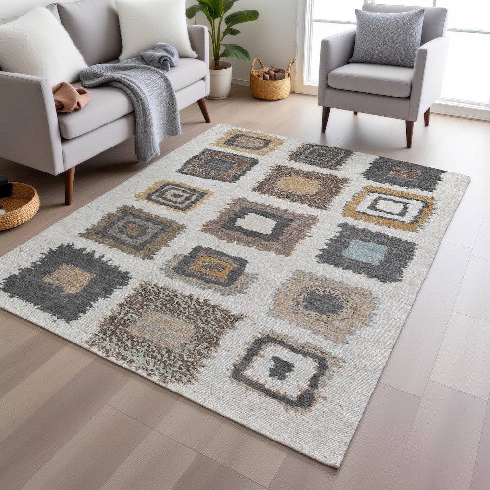 Machine Washable Indoor/Outdoor Chantille Ivory 5' x 7'6" Rug