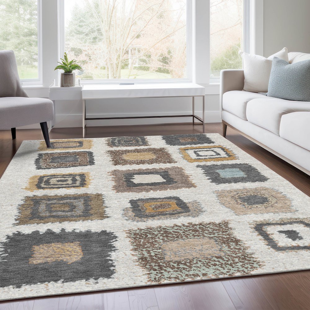 Machine Washable Indoor/Outdoor Chantille Ivory 5' x 7'6" Rug