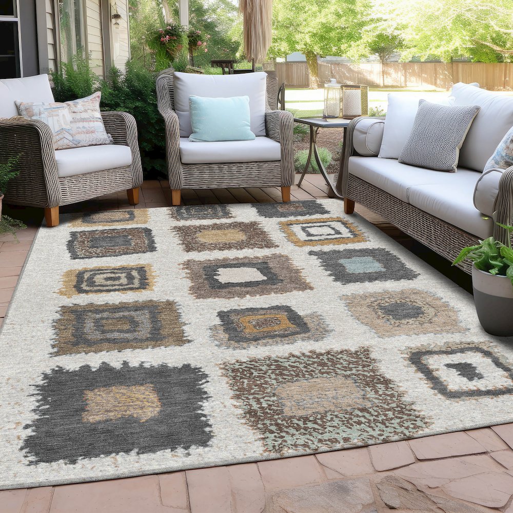 Machine Washable Indoor/Outdoor Chantille Ivory 5' x 7'6" Rug