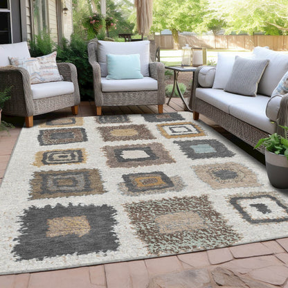 Machine Washable Indoor/Outdoor Chantille Ivory 5' x 7'6" Rug