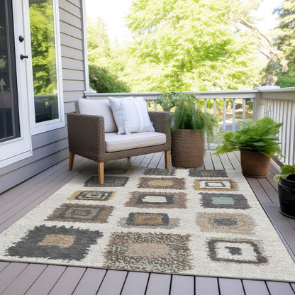 Machine Washable Indoor/Outdoor Chantille Ivory 5' x 7'6" Rug