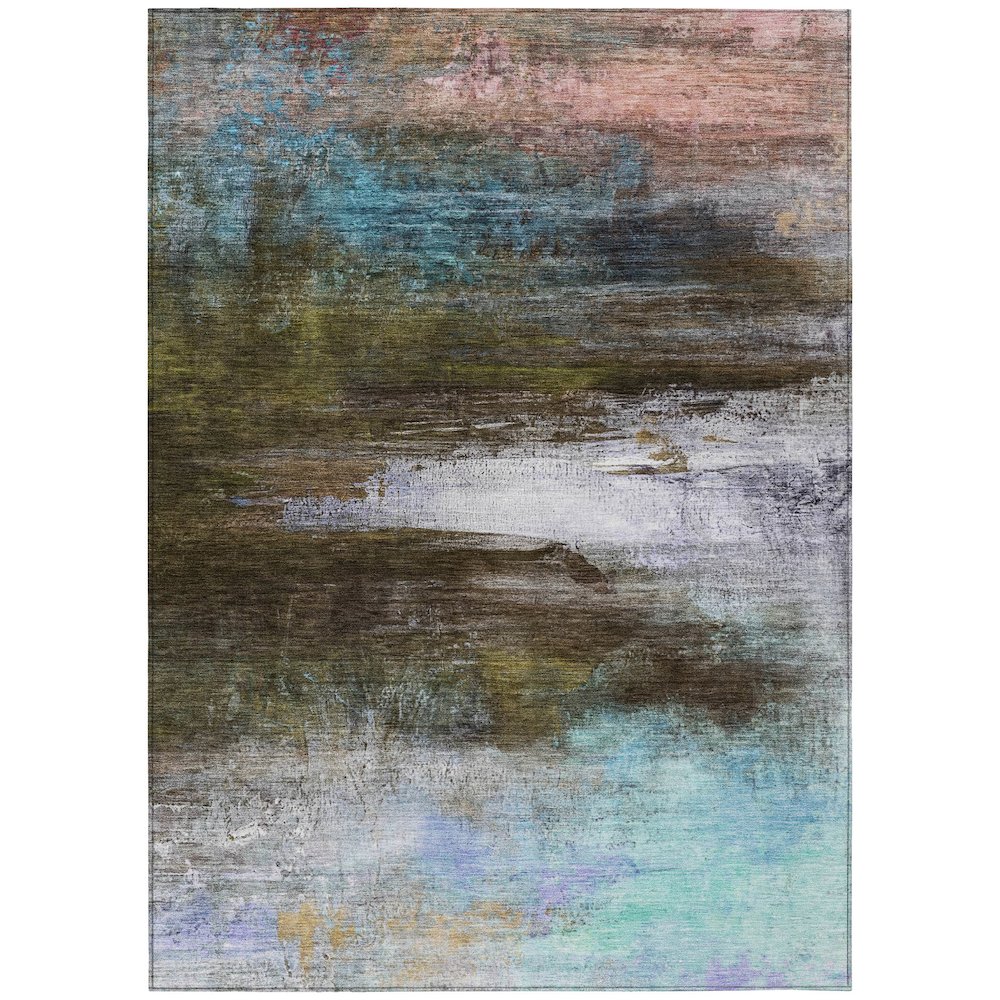 Machine Washable Indoor/Outdoor Chantille ACN2016 Brown 5' x 7'6" Rug
