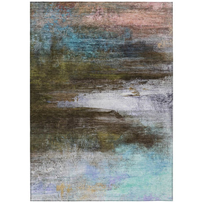 Machine Washable Indoor/Outdoor Chantille ACN2016 Brown 5' x 7'6" Rug