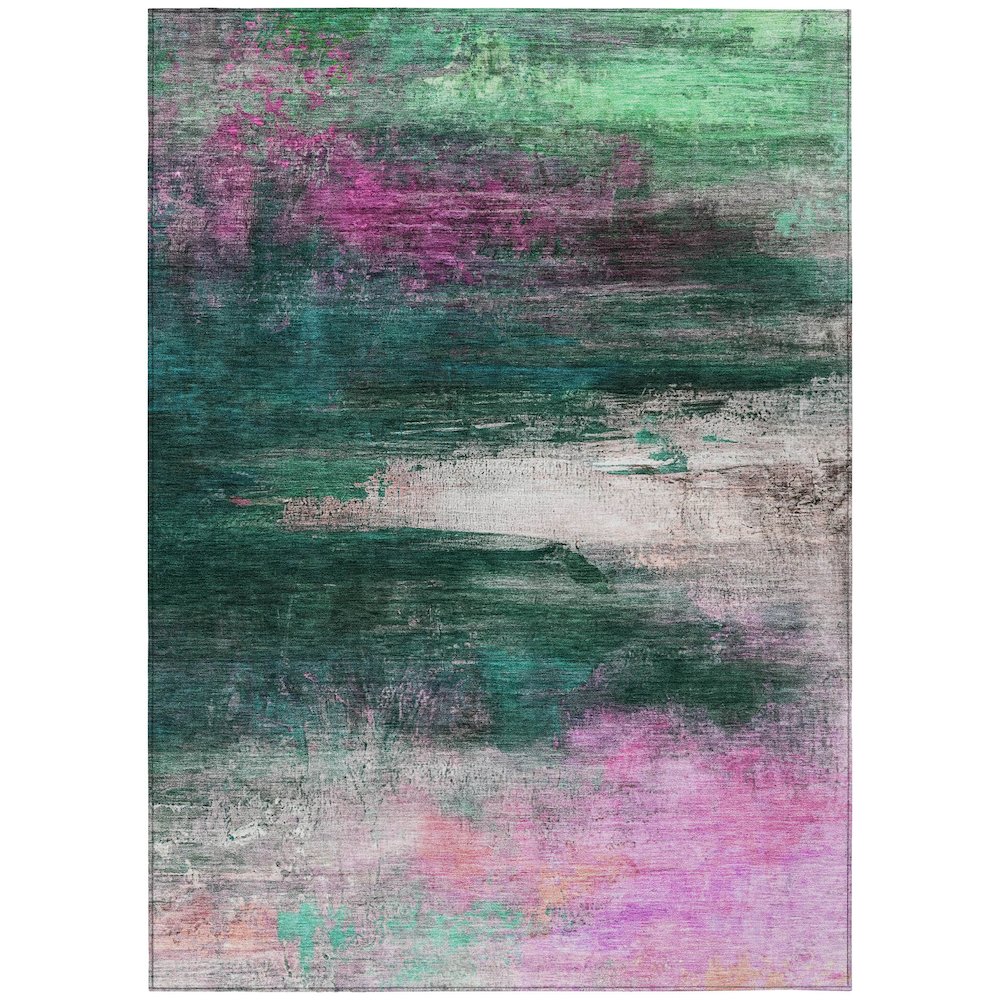 Machine Washable Indoor/Outdoor Chantille ACN2016 Green 5' x 7'6" Rug