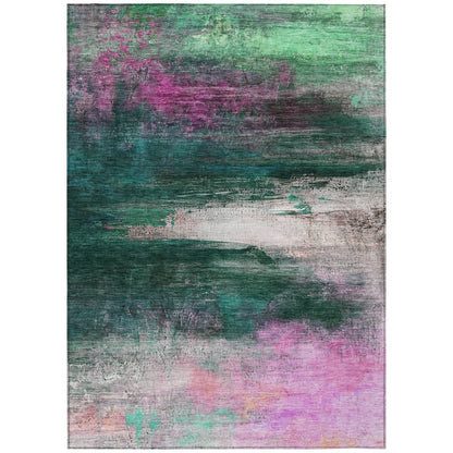 Machine Washable Indoor/Outdoor Chantille ACN2016 Green 5' x 7'6" Rug