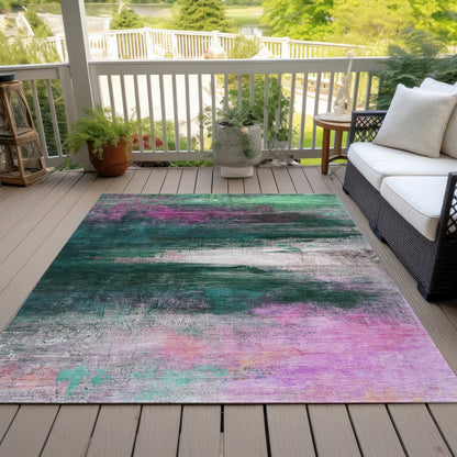 Machine Washable Indoor/Outdoor Chantille ACN2016 Green 5' x 7'6" Rug
