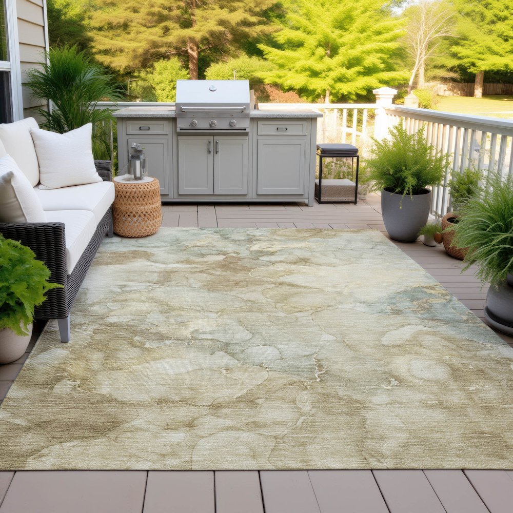 Machine Washable Indoor/Outdoor Chantille ACN2018 Beige 5' x 7'6" Rug