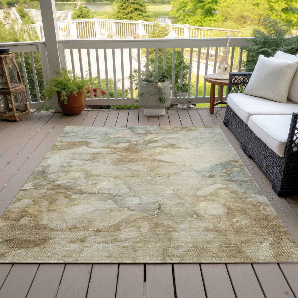 Machine Washable Indoor/Outdoor Chantille ACN2018 Beige 5' x 7'6" Rug