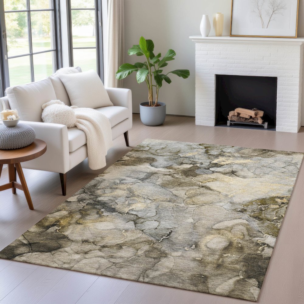 Machine Washable Indoor/Outdoor Chantille ACN2018 Pewter 5' x 7'6" Rug