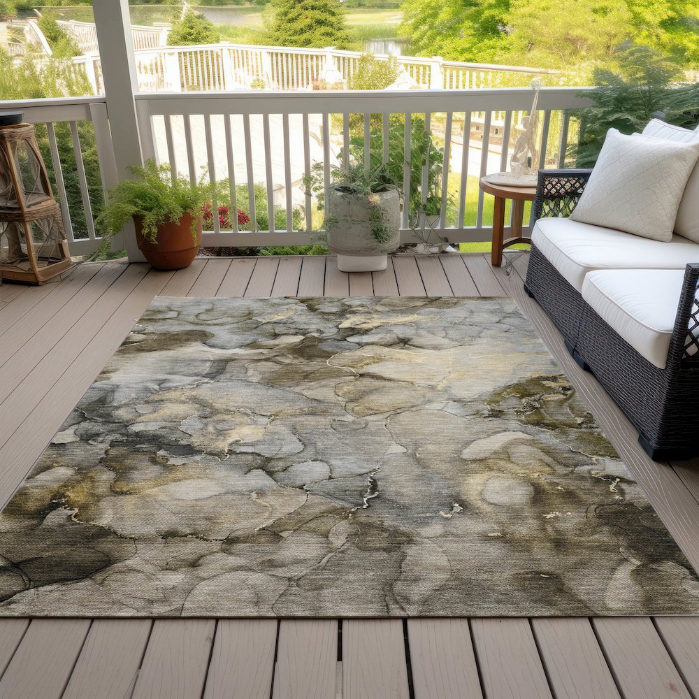 Machine Washable Indoor/Outdoor Chantille ACN2018 Pewter 5' x 7'6" Rug