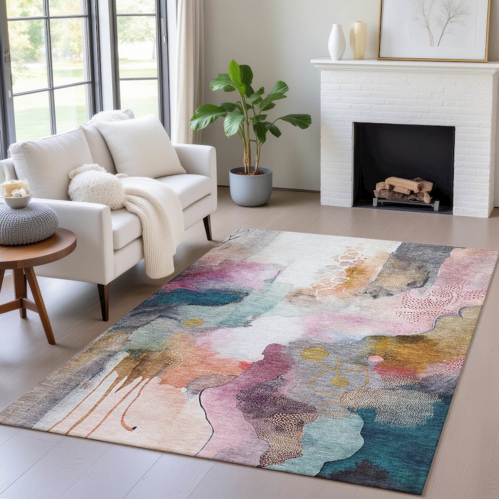 Machine Washable Indoor/Outdoor Chantille ACN2019 Blush 5' x 7'6" Rug
